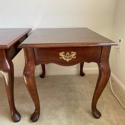 Set of Queen Anne Style Cherry Wood End Tables