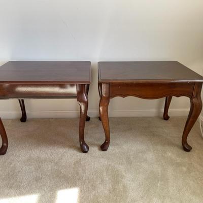 Set of Queen Anne Style Cherry Wood End Tables