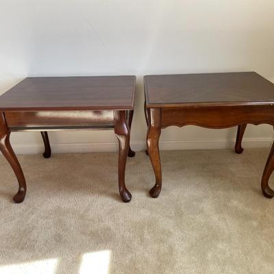 Set of Queen Anne Style Cherry Wood End Tables