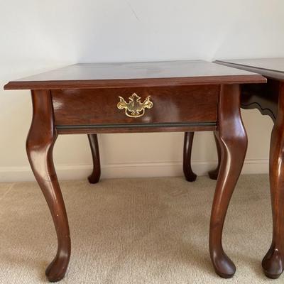 Set of Queen Anne Style Cherry Wood End Tables