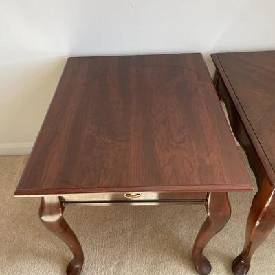 Set of Queen Anne Style Cherry Wood End Tables