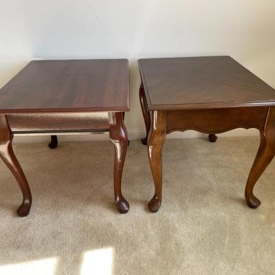 Set of Queen Anne Style Cherry Wood End Tables