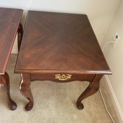 Set of Queen Anne Style Cherry Wood End Tables