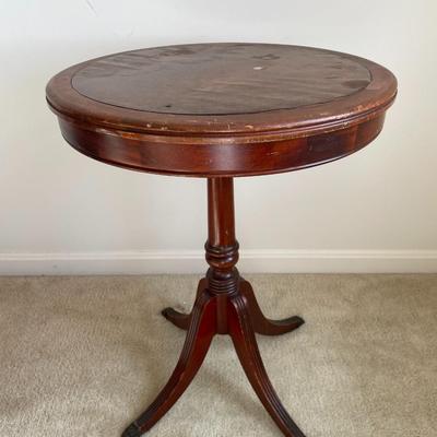 Duncan Phyfe Round Leather Top Side Table