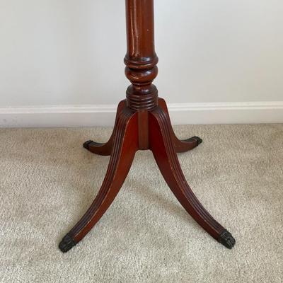 Duncan Phyfe Round Leather Top Side Table