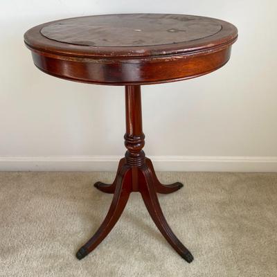 Duncan Phyfe Round Leather Top Side Table