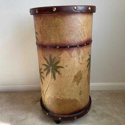 Faux Book Tooled Leather Wrapped Storage Side Table