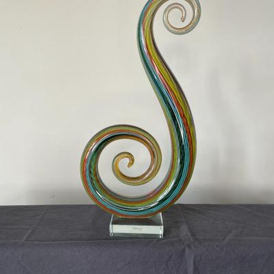 Hand Blown Murano Glassware Art Glass Sculpture Music Treble Clef Note (2 of 2)