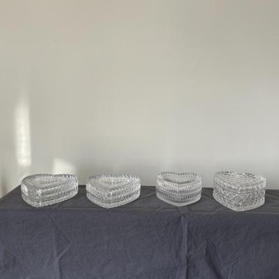 Lot of Heart Shaped Glass Decorative Trinket Dishes