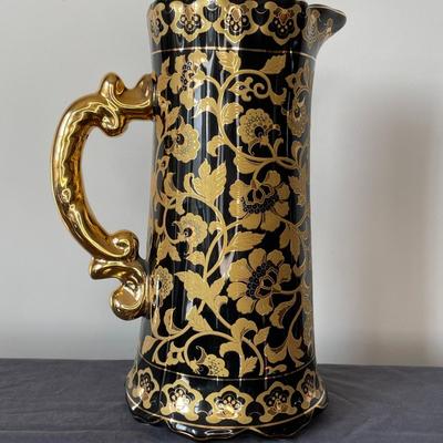 Large Ornate 12" Ceramic Pitcher