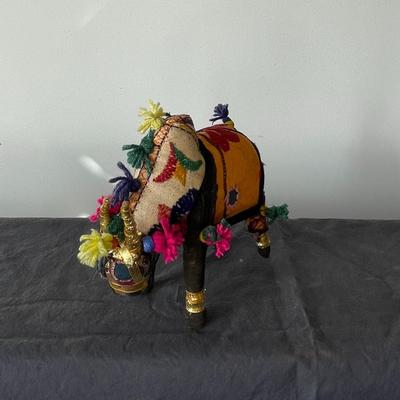 Vintage Indian Patchwork Embroidered Bull Sculptures