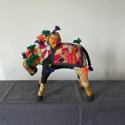 Vintage Indian Patchwork Embroidered Bull Sculptures