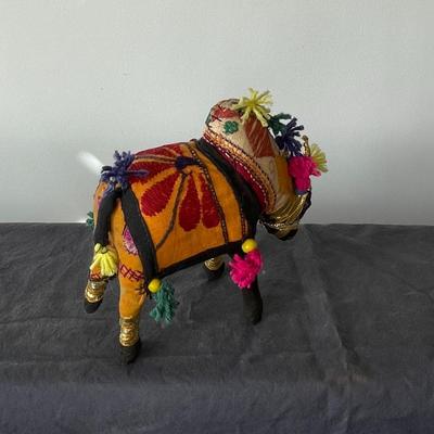Vintage Indian Patchwork Embroidered Bull Sculptures