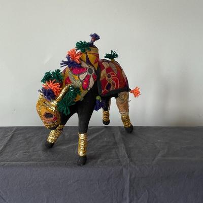 Vintage Indian Patchwork Embroidered Bull Sculptures