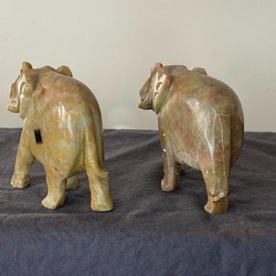 Hand Carved Soap Stone and Marble Elephants