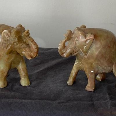 Hand Carved Soap Stone and Marble Elephants