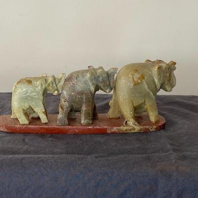 Hand Carved Soap Stone and Marble Elephants