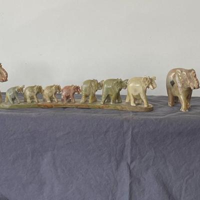 Hand Carved Soap Stone and Marble Elephants
