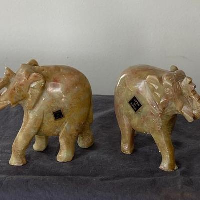 Hand Carved Soap Stone and Marble Elephants