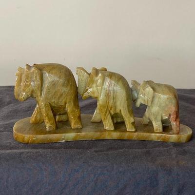 Hand Carved Soap Stone and Marble Elephants