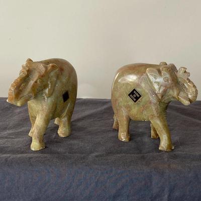 Hand Carved Soap Stone and Marble Elephants