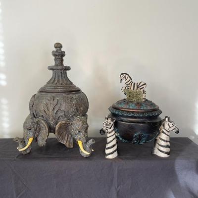 Decorative Safari Themed Bowls with Lids