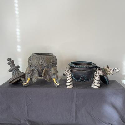 Decorative Safari Themed Bowls with Lids