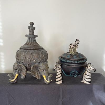 Decorative Safari Themed Bowls with Lids