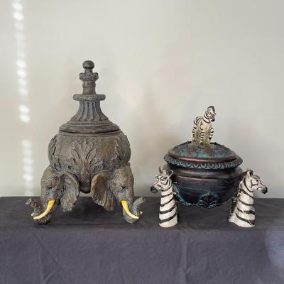 Decorative Safari Themed Bowls with Lids