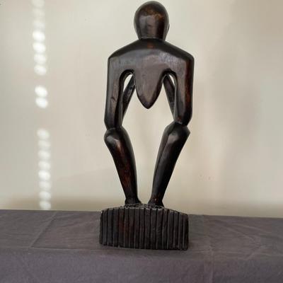 Wooden Hand Crafted "Thinking Man" Sculpture