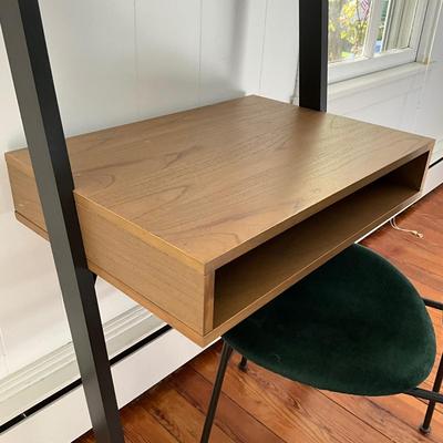 110 West Elm Leaning Shelf Desk with Green West Elm Chair