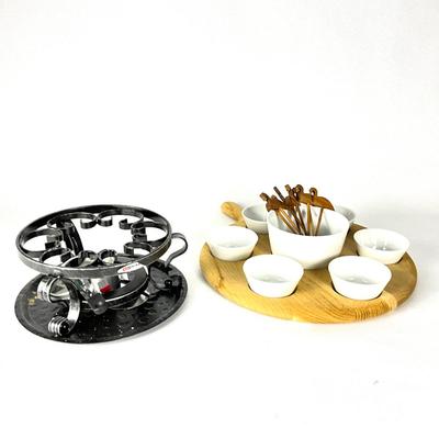 166. SWISSMAN -Fondue Stand with Serving Set