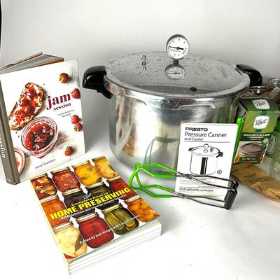170. Like New PRESTO- Pressure Cooker with Jars and Cookbooks