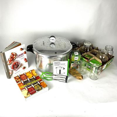 170. Like New PRESTO- Pressure Cooker with Jars and Cookbooks