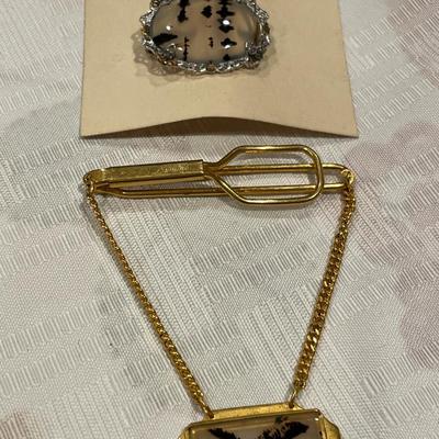 Montana agate tie bar and pin