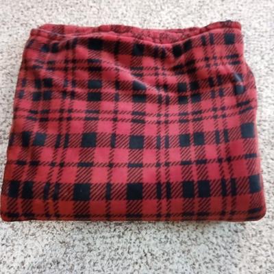 Super soft red & black throw blanket -White Afghan and a black neck pillow