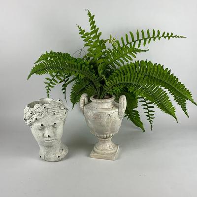 307 Head Vase & Urn With Faux Fern