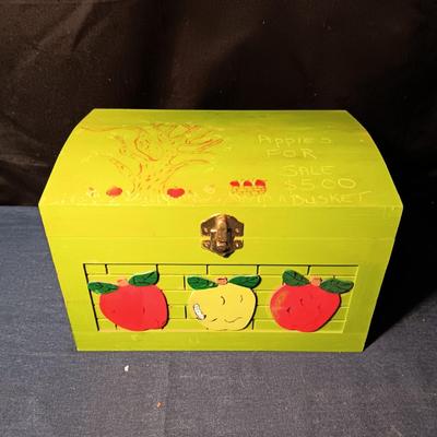 WOODEN CHEST FULL OF FRIDGE MAGNETS