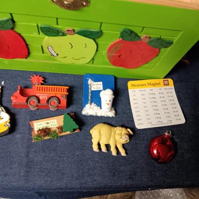 WOODEN CHEST FULL OF FRIDGE MAGNETS