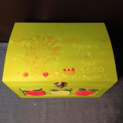 WOODEN CHEST FULL OF FRIDGE MAGNETS