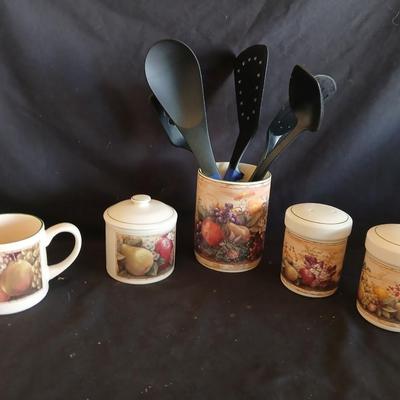 Certified International Corporation Pamela Gladding utensil canister - Salt & Pepper - Cream & Sugar