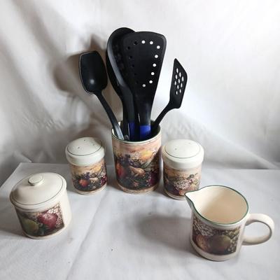 Certified International Corporation Pamela Gladding utensil canister - Salt & Pepper - Cream & Sugar