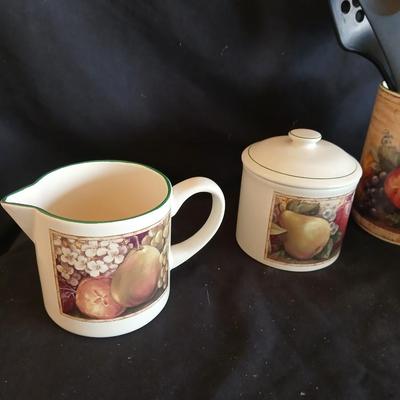 Certified International Corporation Pamela Gladding utensil canister - Salt & Pepper - Cream & Sugar