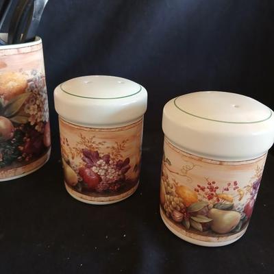 Certified International Corporation Pamela Gladding utensil canister - Salt & Pepper - Cream & Sugar