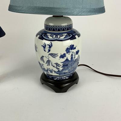 312 Two Small Blue & White Lamps