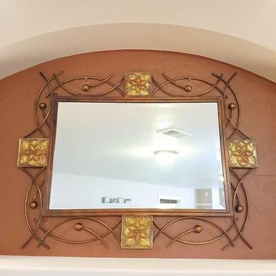 Decorative metal framed mirror