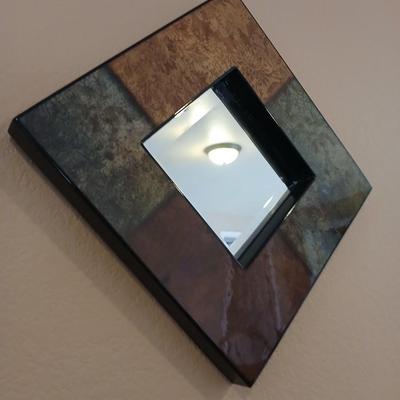Three-piece decorative framed wall mirrors with beveled glass