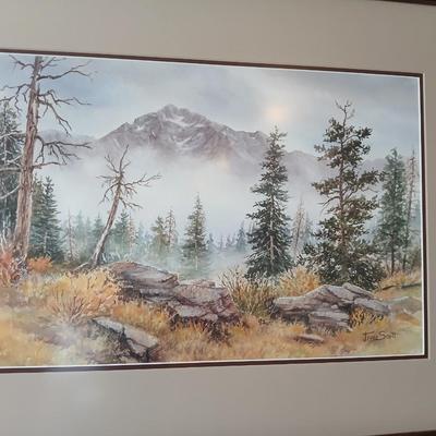 "Majestic Solitude" watercolor by Jessie Scott numbered and framed watercolor painting with Limited Edition Certificate