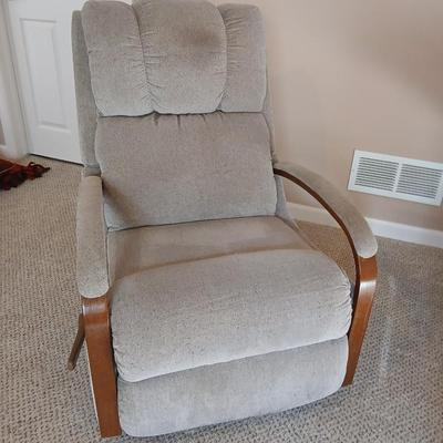 La-Z-Boy rocking reclining chair light grey fabric upholstery