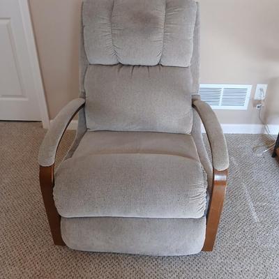 La-Z-Boy rocking reclining chair light grey fabric upholstery